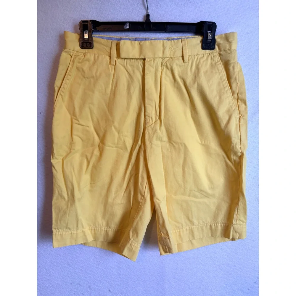Polo Ralph Lauren Mens Yellow Cotton Chino Shorts Side‎ Buckles Size 30